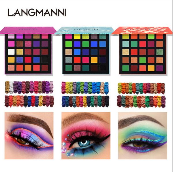 

langmanni makeup eyeshadow palette 25 colors matte and shimmer color eye shadow tray collection fine powder make-up lasting eyeshadow
