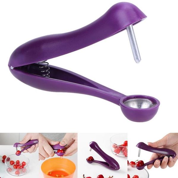 

1pc cherries pitter plastic fruits tools fast cherry seed removers stainless steel cherry gadgets useful kitch jllmnm