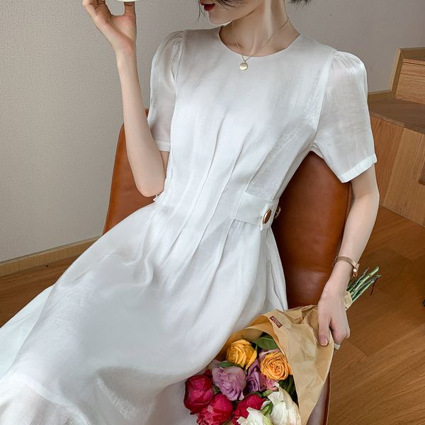 

new 2021 summer sleeveless o-neck slim high waist boho white elegant women midi vestidos 52p7, Black;gray