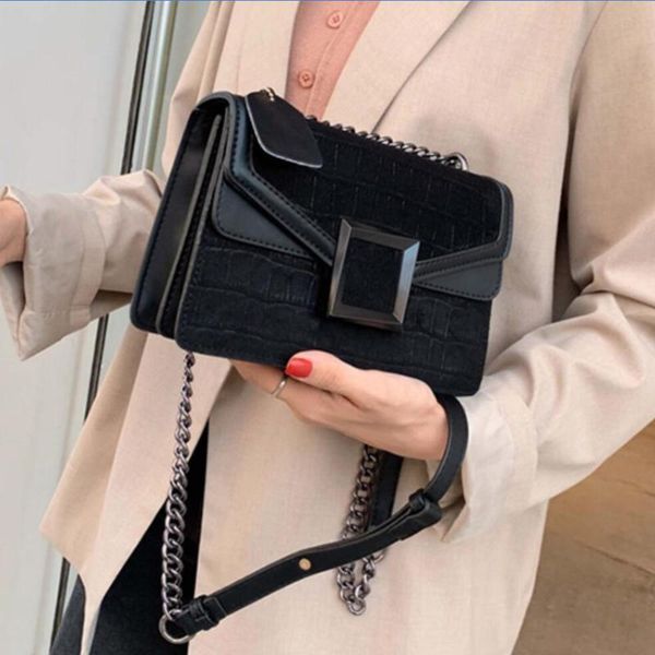 

stone pattern square crossbody bag 2020 vintage new quality matte leather women's designer handbag chain shoulder messenger bag