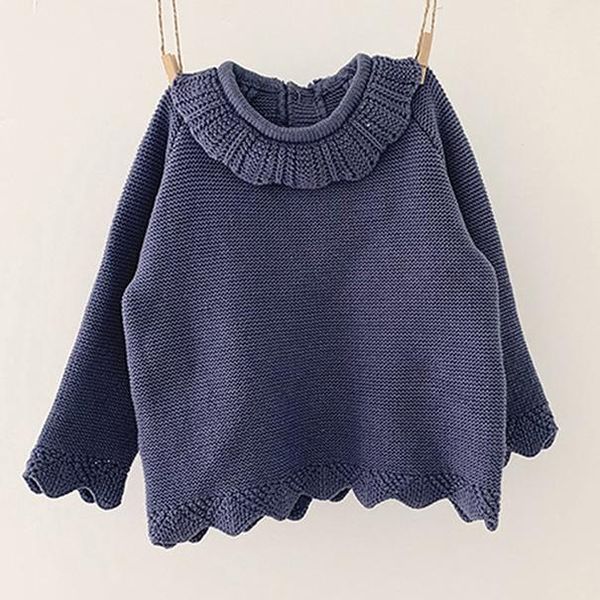 

lovely princess style knitting coat baby girls solid color long sleeves cardigan autumn winter kids sweaters wmtzuw rimmer, Blue