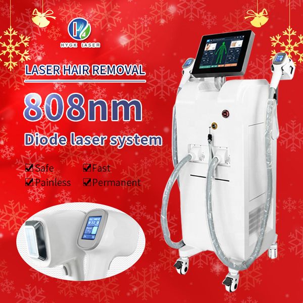 

strong energy double handle diode laser hair removal machine with three wavelength 1064nm/808nm/755nm for salon and clinic use, Black