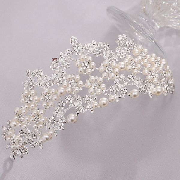 

tiktok: новый ювелирные изделия, жемчуг, волосы, невеста, свадьба, корона, головной убор, головной убор, Silver