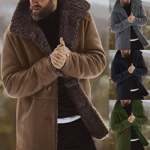 

men's solid coat winter thicken warm jacket vintage coat outwear windproof chamarra hombre fleece veste homme men parkas clohtes, Tan;black