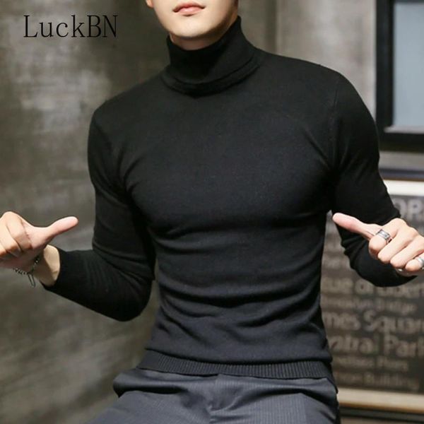 

winter new men's turtleneck sweaters black brand knitted pullovers men solid color casual male sweater autumn knitwear 2021, White;black