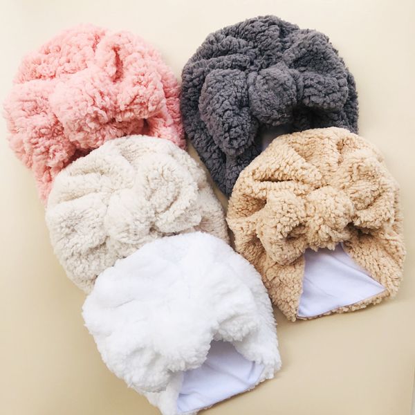 Cordeiro Lã Bebê Hast Grande Bowknot Babe Garota Chapéu De Turbante Nó Cabeça Envoltórios Bebê Crianças Bonnet Beanie Newborn Fotografia Adereços