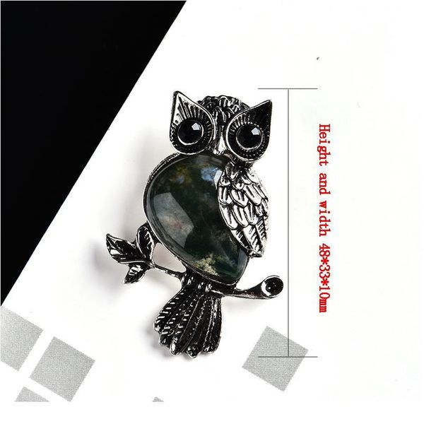 

1pc natural crystal stone jewelry couple decoration amethyst owl brooch holiday fashion gift decoration accessorie jllcce, Black