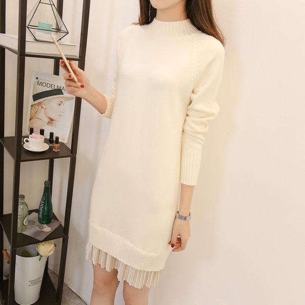 

2021 new and jerseys pullovers turtlenecks thick knitted women's nightgowns loose long autumn sweaters wxf679 lace 7n1y, White;black