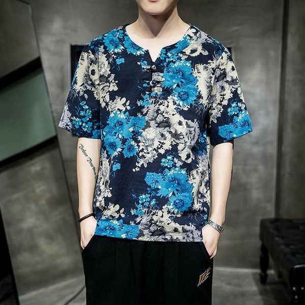 

print floral v neck men' clothing tees t shirts plus asian size m 5xl summer 2019 short sleeves tshirt bbykor lg2010