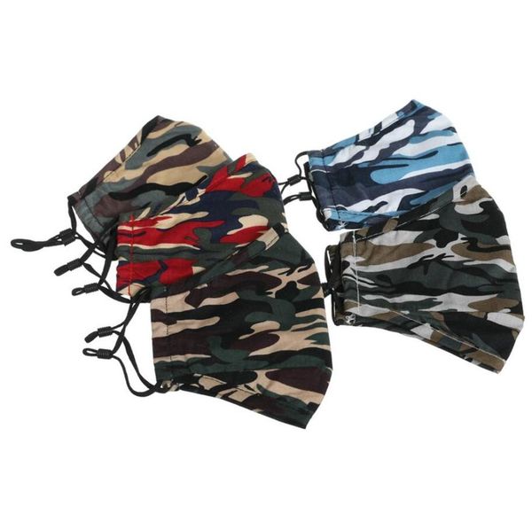 

camouflage riding hanging ear face mask for anti-dust breathable washable cotton face mask reusable party mask with filter