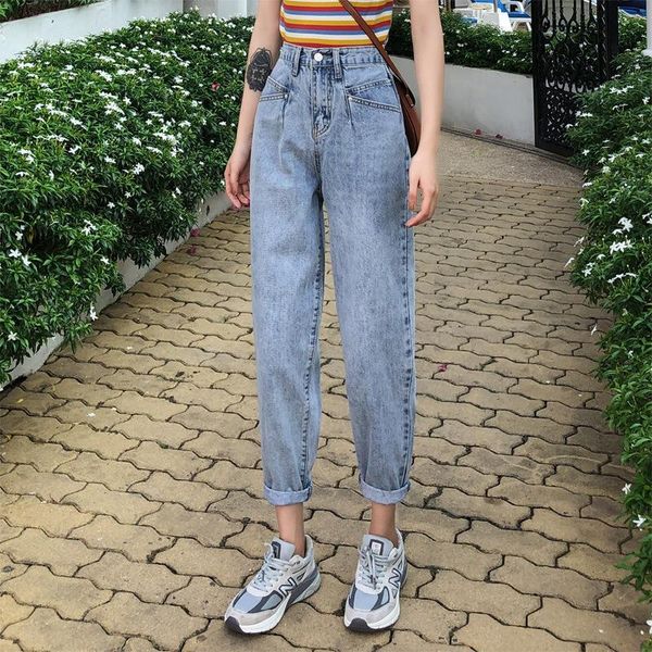 

women's jeans jean woman mom pants boyfriend for women with high waist push up large size ladies denim plus, Blue
