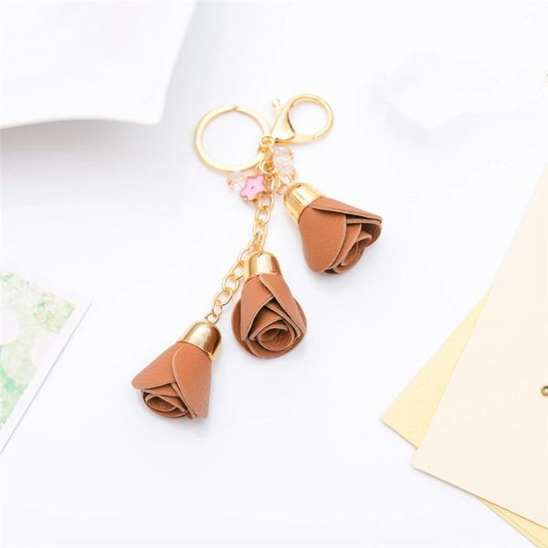 

new rose flower key chain key ring for women bag trinket accessory key ring holder jewelry eh880 h bbymcd