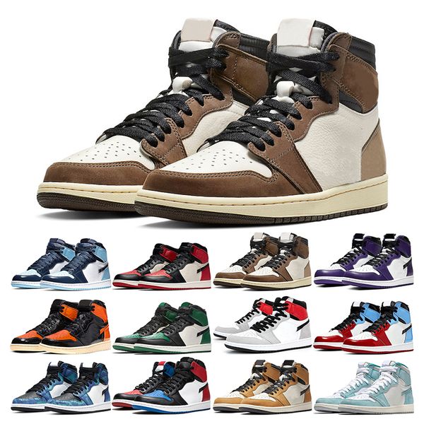 

2020 mens basketball shoes 1s high jumpman 1 obsidian bred toe panda shattered backboard lucky green men womens sport sneaker trainer, White;red