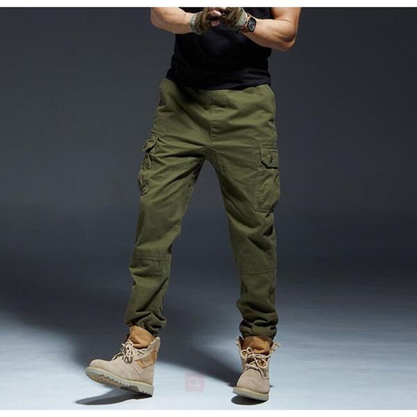 

2021 new cargo men's trousers casual cotton comfy pocket bunches pants leg anxs, Black;white