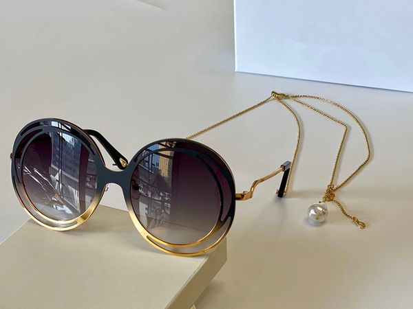 

170 new fashion sunglasses women round full frame temples with chain uv400 lenses summer style square frame classic packaging, White;black