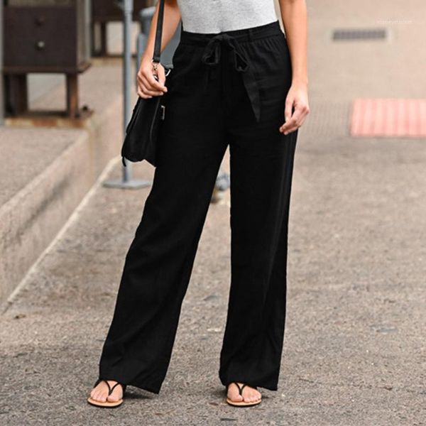 

women's pants & capris fashion womens solid bandage loose casual wide leg leggings bottom long pantalon femme arrival1, Black;white