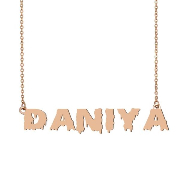 

daniya name necklace , cool bloody art name necklace for halloween and santa's day jewelry gift for kids boys girls, Silver