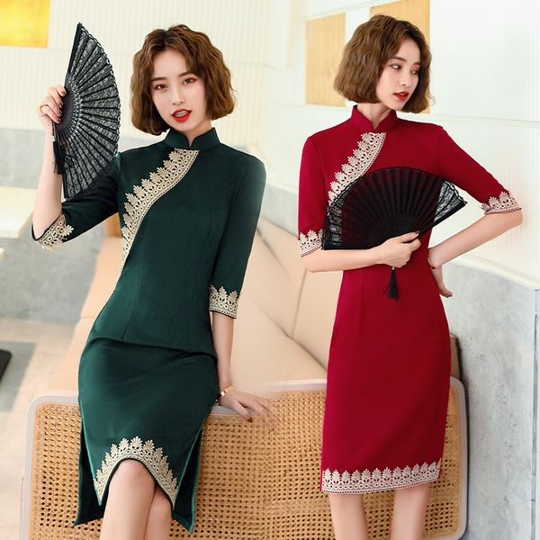 

medium length 2020 fashionable slim slim skirt cheongsam skirtdaily improved cheongsam skirt 4zc8p, Black;gray