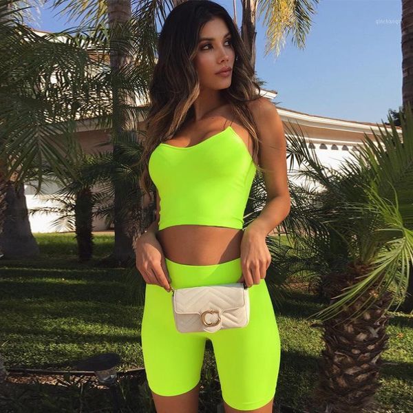 

yoga outfits summer seamless set women neon green 2 piece sport suit fitness crop with high waist shorts sportsuit workout outfit1, White;red
