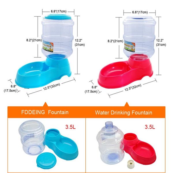 

3.5l dog cat feeder bowl matic pet water dispenser drinking fountain bottle plastic pet feeding drinker wa wmtwtc