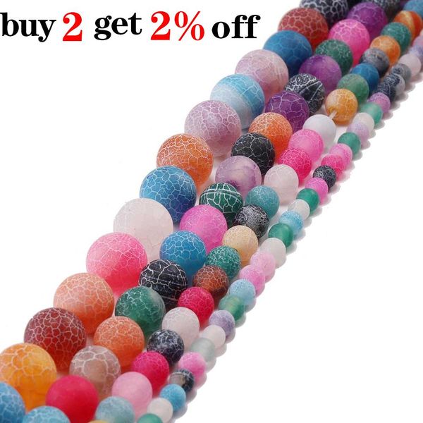 

1strand lot weathering natural stone bead frost crab multicolor agat round spacer bead for jewelry making diy necklaces bracelet h wmthmy