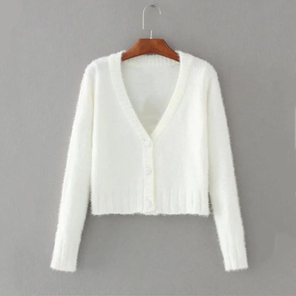 

crop kawaii sweater women knit cropped cardigan streetwear long sleeve white short sleeve cute fuzzy cardigan ladies button up sweater, White;black