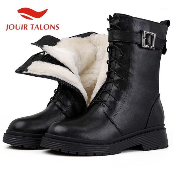 

boots jouir talons brand design shoes wool plush warm snow winter ankle buckle strpas genuine leather zip woman boots1, Black