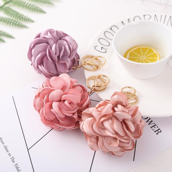 

12pcs dozen whole sale rose flowers keychain bag pendant car accessory charm for women buckle key ring porte clef eh591c h jlliyc