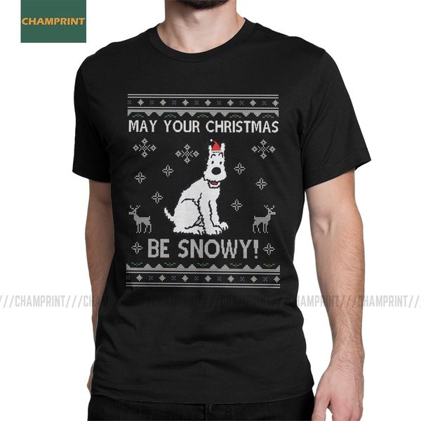 

tintin may your christmas be snowy knit the adventures of tintin herge comic dog tees short sleeve hooded sweatshirt hoodie men t shirt