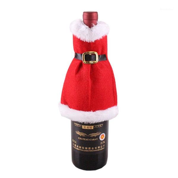 

christmas decorations mrs santa claus clothes dress wine bottle cover dinner party table decoration gift bag hanging ornaments1