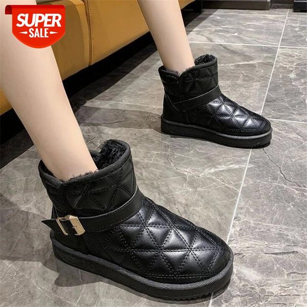 

winter women boots ladies female brand fashion designer plush leather shoes luxury fur flat platform ankle snow boots women #ip3a, Black