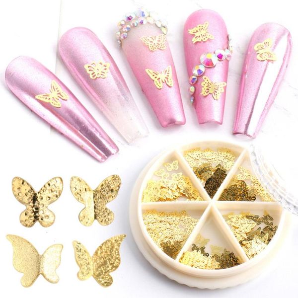 

nail art decorations 1 set 3 boxes beautiful three-dimensional butterfly shape adornment colorful gold plated frosted molding ornamen alloy, Silver;gold