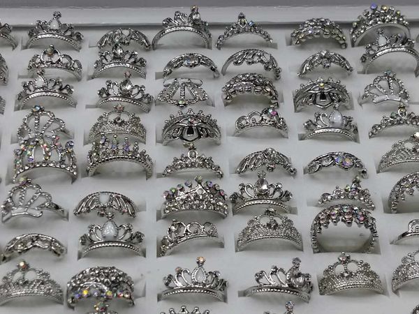 

ring fashion design rhinestone mixed crystal crown, Golden;silver