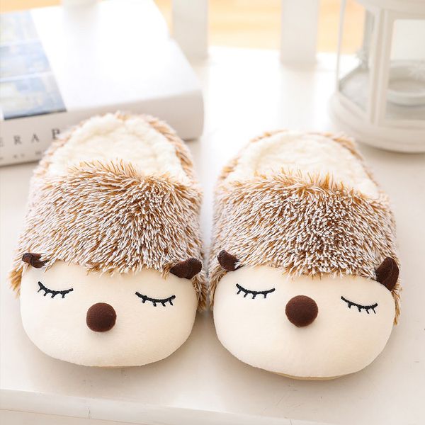 

зимняя тапочки женщины теплый furry velvet плюшевые тапочки износостойкой тапочки home номера слип дизайнерская обувь cute hedgehog y201026, Black