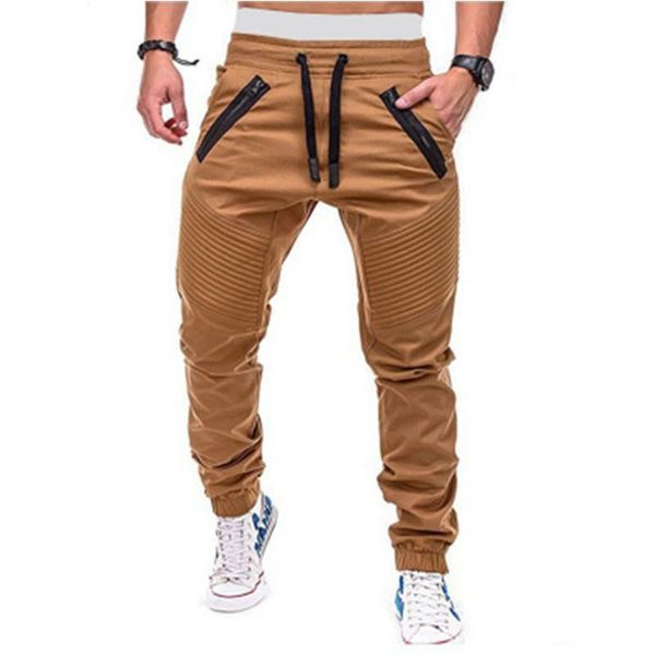

men's pants mens casual jogging solid spacious thin cargo sweatpants male double pocket trousers soft pantalon quality men harem, Black