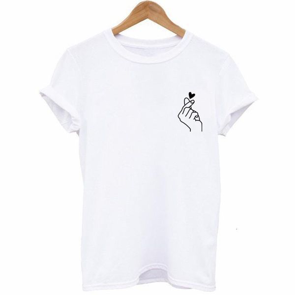 

heart print t shirt women short sleeve o neck loose tshirt 2020 summer women tee shirt camisetas mujer, White