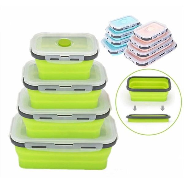 

6 colors floding lunch boxes food grade sile food storage containers student portable bento box 350ml/500ml/80 qylzvh garden2010