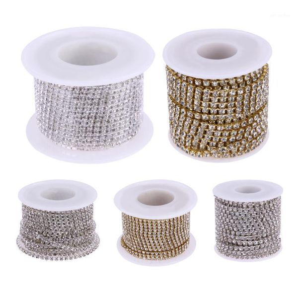 

clear crystal ss8-ss16(2.5mm-4mm) silver gold base rhinestone chains 10yards/roll apparel diy sewing accessories1, Black