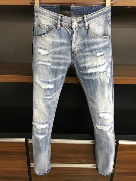 

ww09866 fashion men's jeans 2020 runway european design party style men's clothing1, Blue
