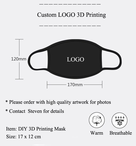 

500pcs/lot nice custom personalized diy 3d printing black mask 1027