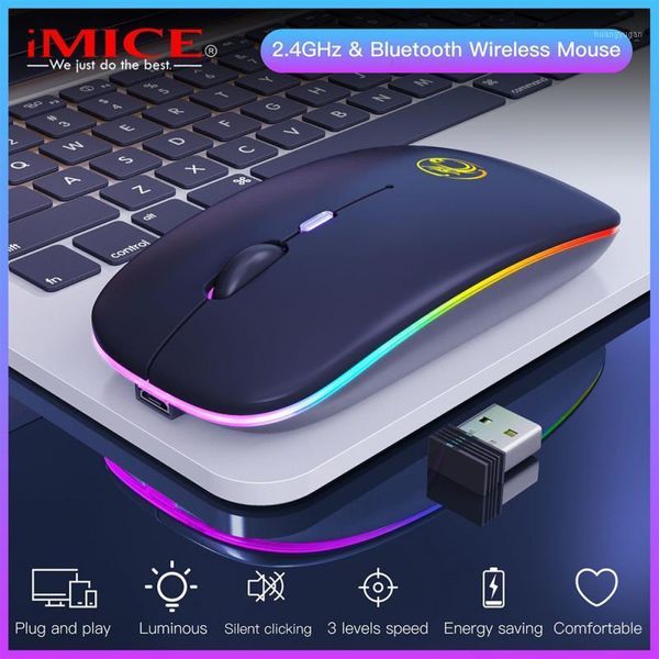 Mouse senza fili 2.4Ghz Mouse Bluetooth Mouse silenzioso USB PC Mause Mouse ottico ergonomico ricaricabile per PC portatile Hot1