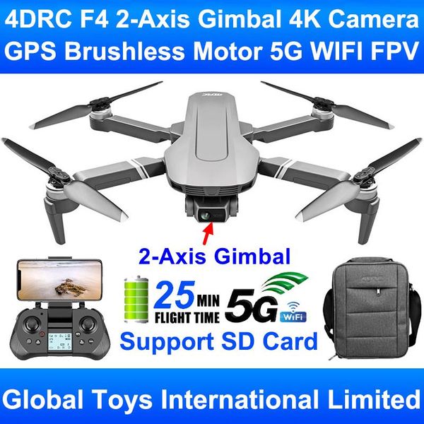 

2km control distance 4drc f4 2-axis gimbal professional 4k camera brushless motor gps 5g wifi fpv rc drone quadcopter sg906 pro