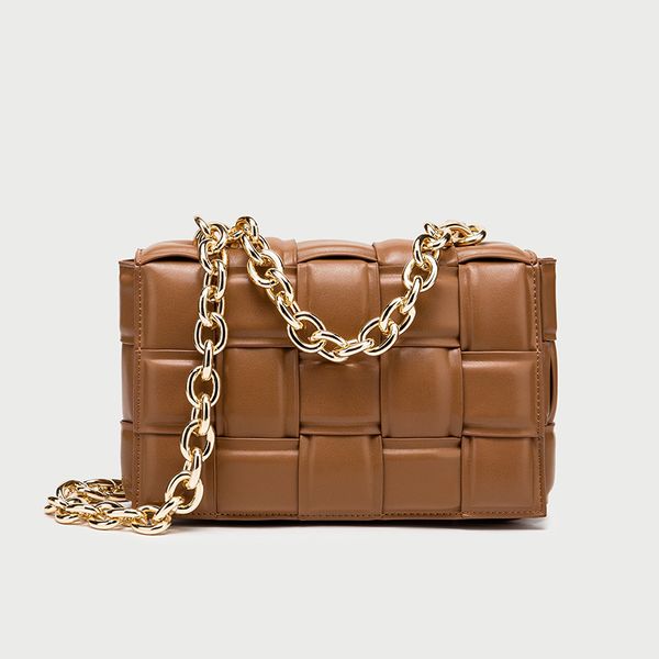 

fashion luxury braided crossbody shoulder bags designer leather pouch bags small flap handbags for woman ladies exaggerated chain strap