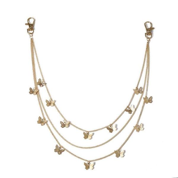 

butterfly pants chain keychain man key chain women key ring for pants multilayer pendant silver color zinc alloy brelok