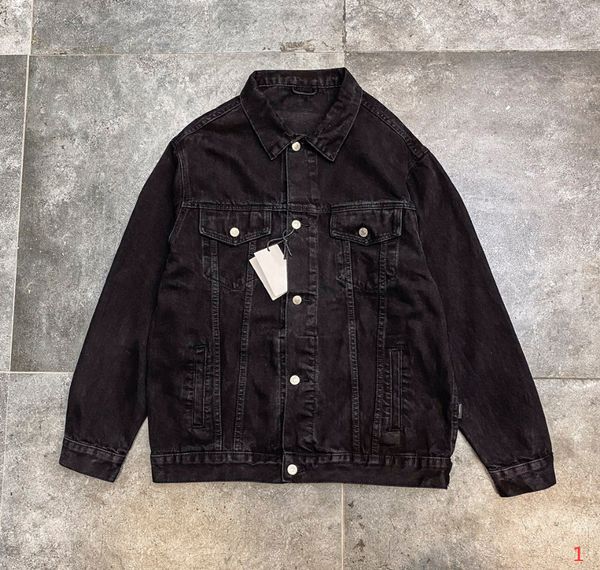 

20fw men's denim jacket loose lapel denim jacket beads fashion buttons new style stresswear casual mens clothing size s-xl, Black;brown