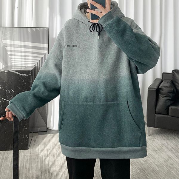 

2021 new gradients korean men hoodies autumn new men's hooded sweatshirts fashion man streetwear casual pullovers 6s5y, Black