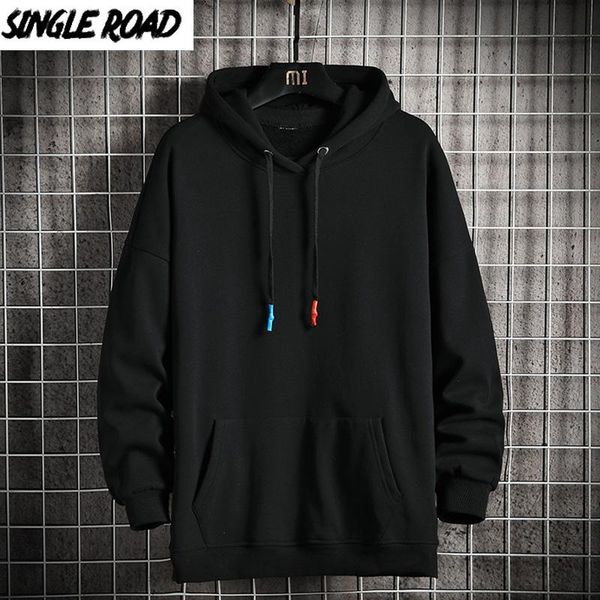 

singleroad mens hoodies men 2021 winter fleece solid oversized sweatshirt hip hop japanese streetwear harajuku black hoodie men