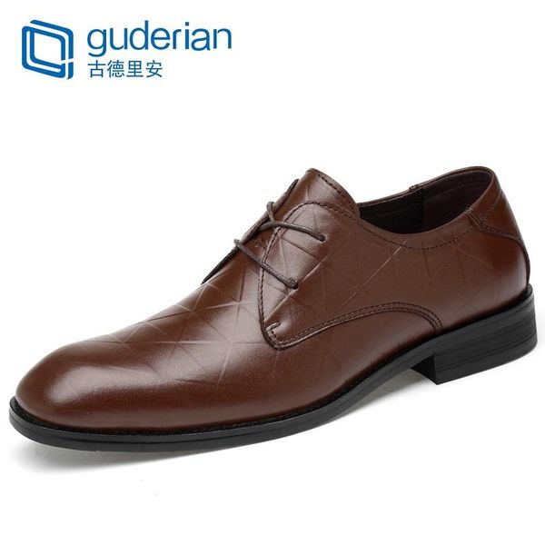 

guderian luxury business oxford genuine leather shoes men breathable formal men dress shoes wedding heren nette schoenen, Black