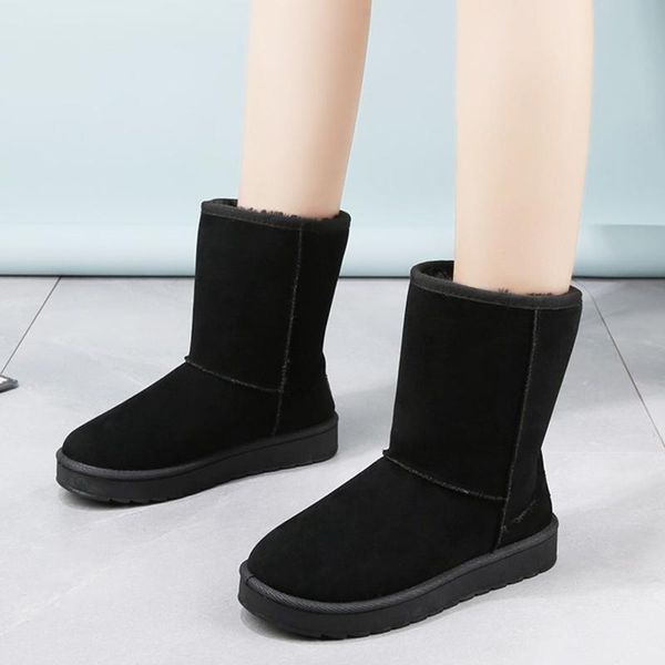 

rimocy классические женские зимние снега сапоги плоский теплый толстый плюшевый хлопок проложенный обувь женщина круглый toe искусственная з, Black