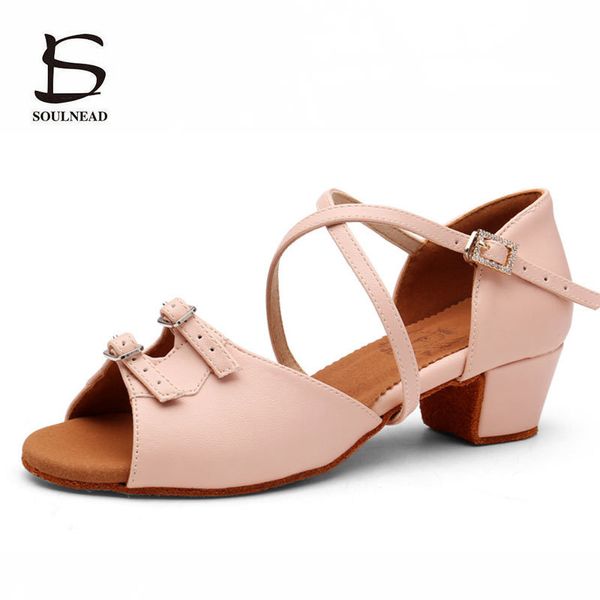 

girls kids latin dance fashion buckle pink white women children modern soft bottom salsa ballroom dancing shoes 3.5/.5cm, Black;red